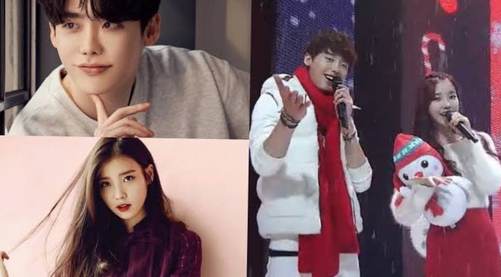 IU and Lee Jong Suk the famous Korean actors are shown in one frame when they were together 